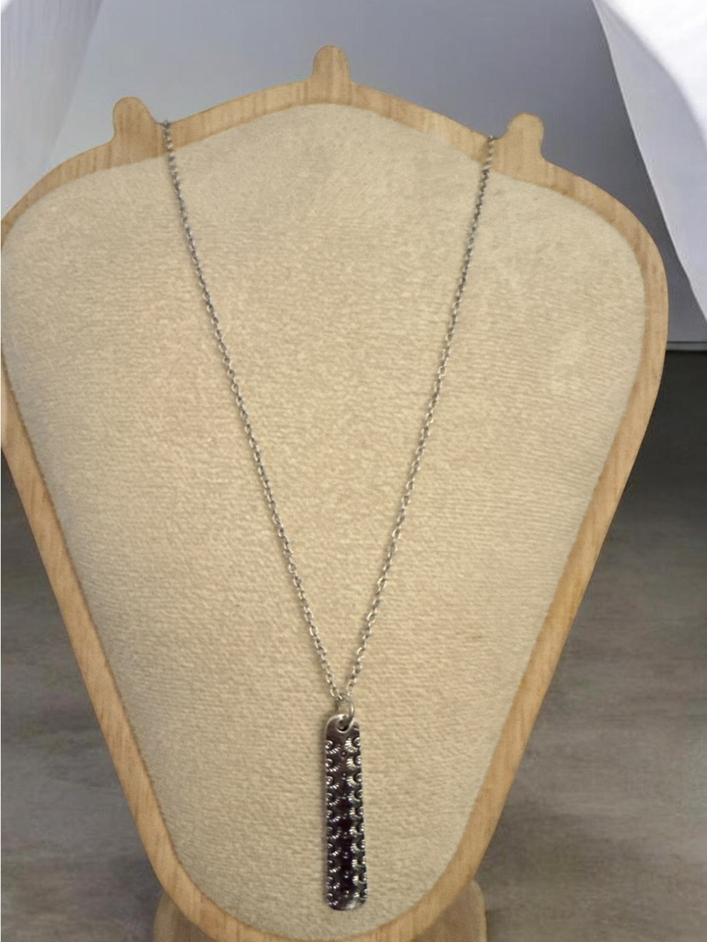 Justin Boots Silver Tone Bar Pendant Necklace